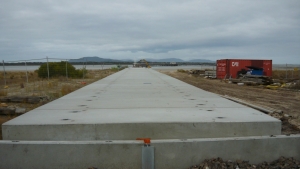 Precast concrete deck panels in place