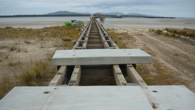 Long jetty concrete panels